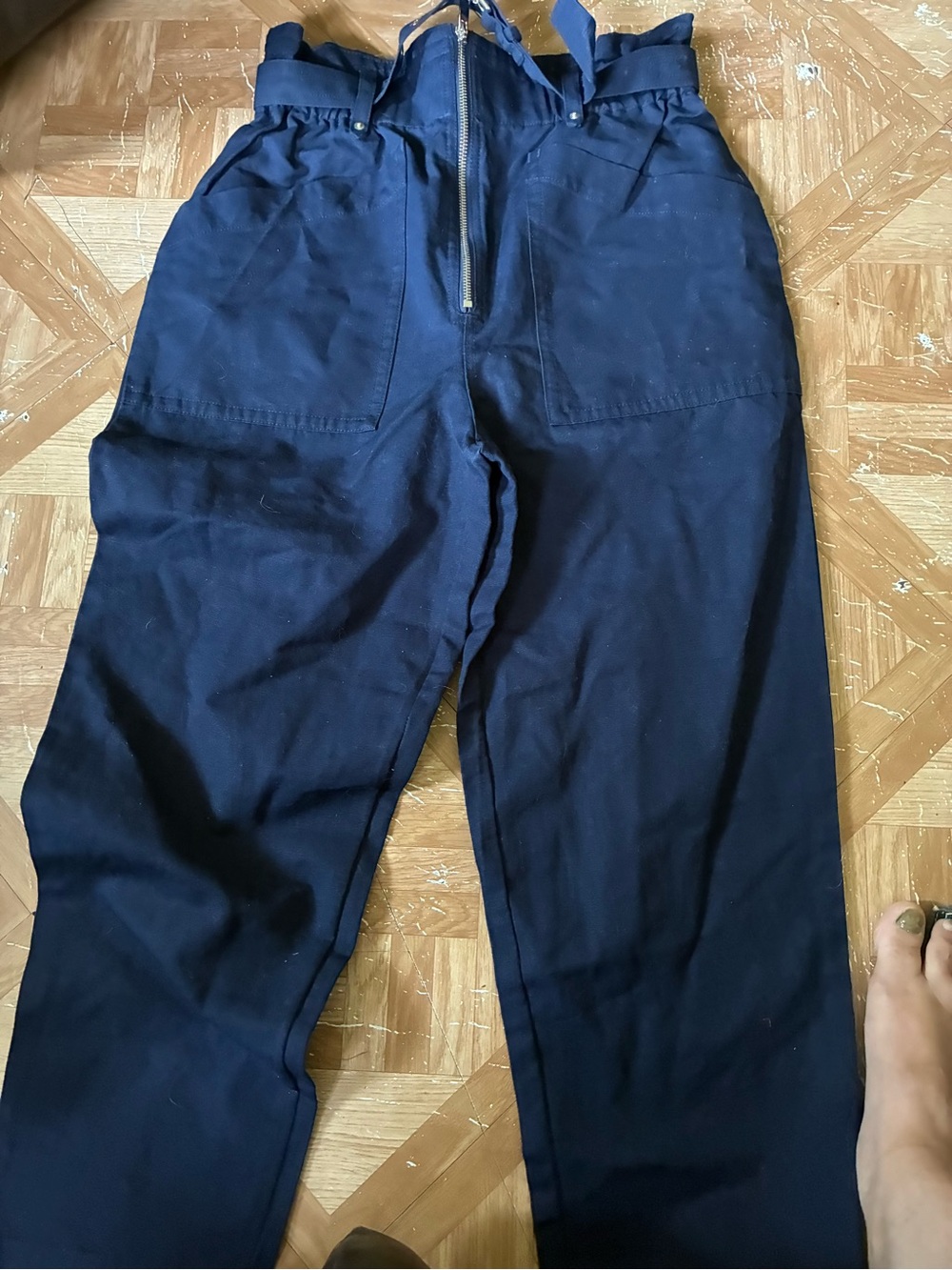 Banana Republic Navy High-Waist Chinos with Front Zip